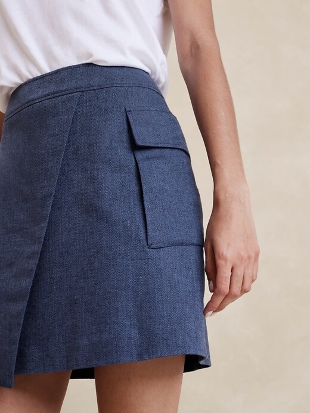 Denim-Look Side Pocket Mini Skirt - Blue
